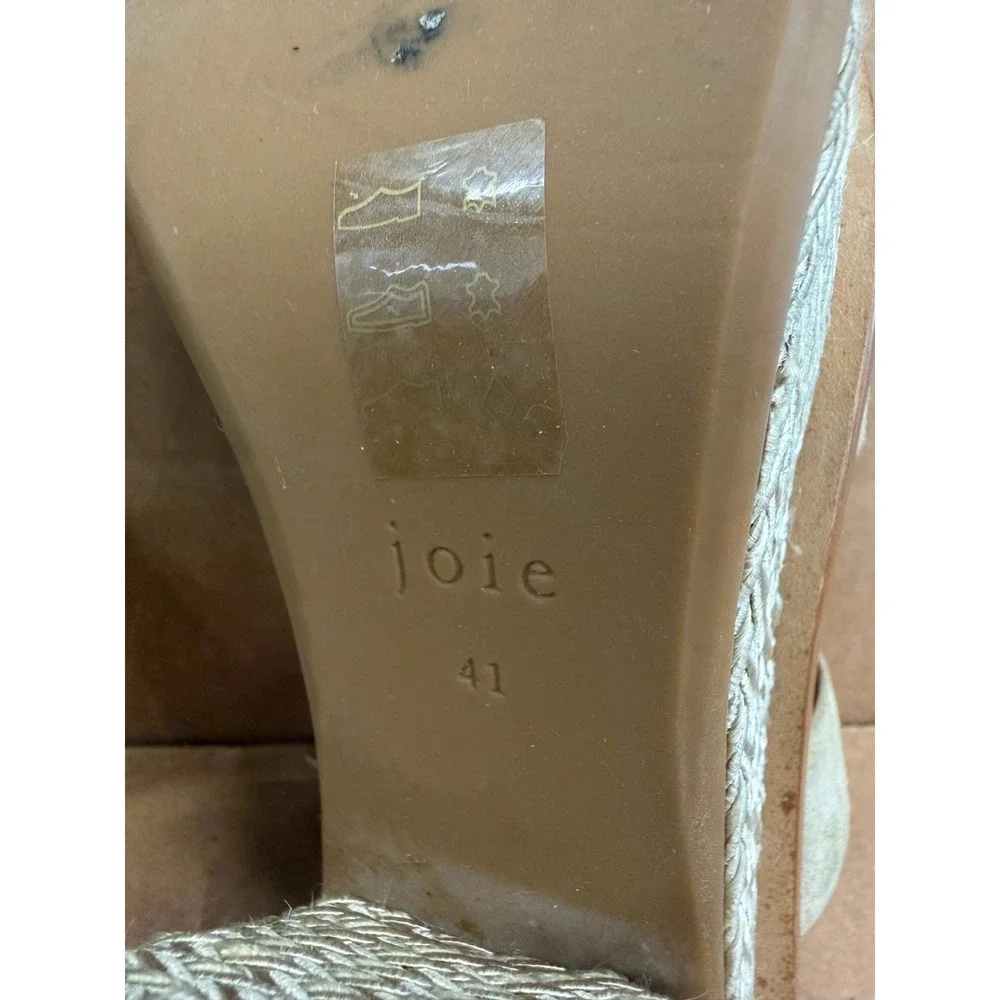 Joie Tanglee Suede Platform Espadrille Wedge Sandals Tan Womens Size 41 EU